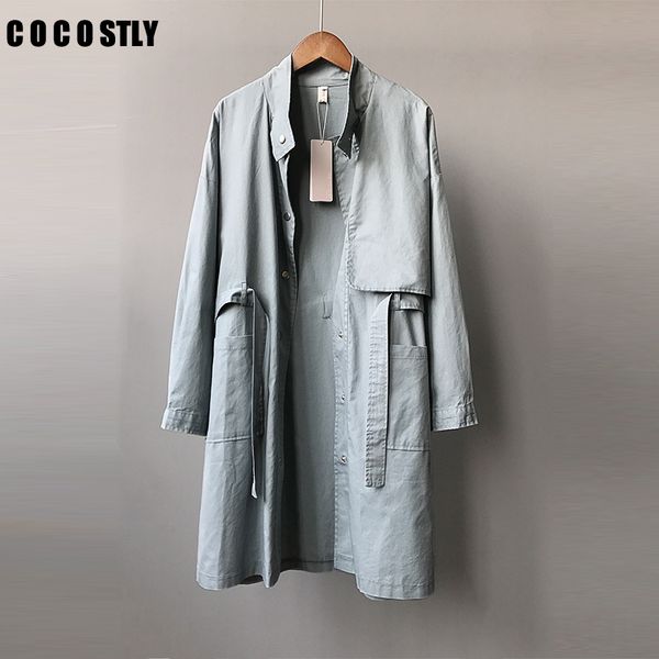 

autumn bf harajuku style windbreaker coat female long trench coat for women students wild loose tooling trench coats, Tan;black