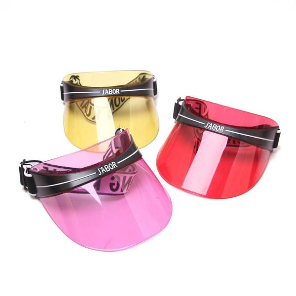 

plastic visor hat clear women transparent sun hat uv protection elastic band summer beach cap for ladies, Blue;gray