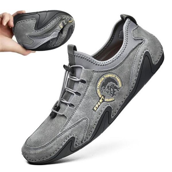 

men shoes genuine leather comfortable men casual shoes footwear chaussures flats slip on lazy zapatos hombre, Black