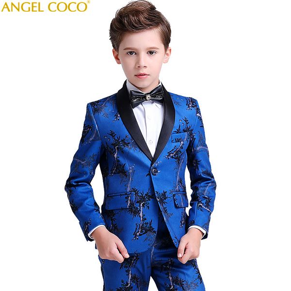 

6pcs fashion kids child boys suits formal costume gentleman blazers suit wedding suit boy costume enfant garcon mariage menino, Blue
