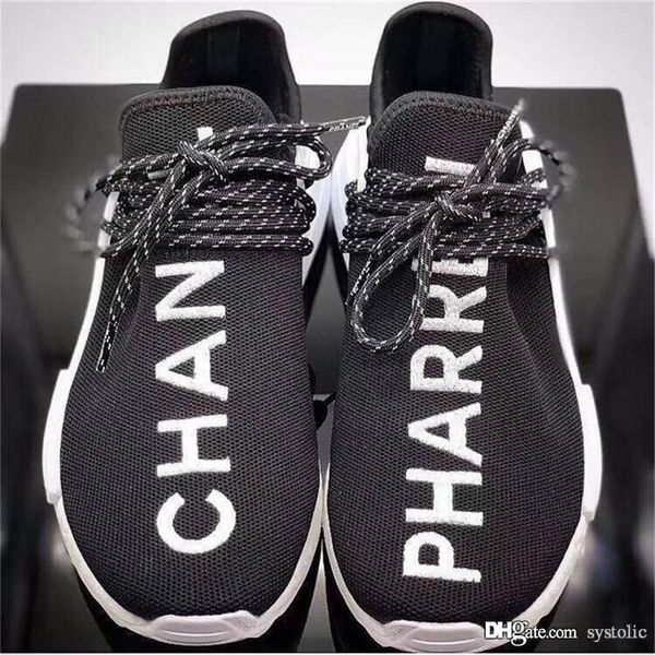 

New arrival 44chanel original pharrell william cc hu nmd human race black white man woman running hoe neaker with box d97921