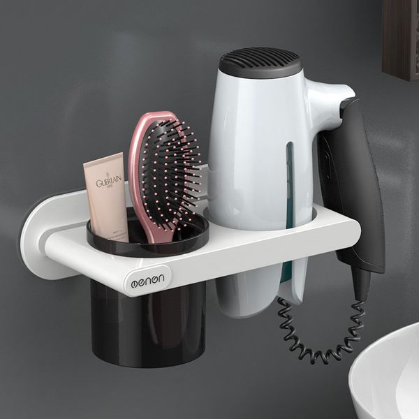 

multi-function hair dryer holder wall mounted bathroom storage organizer with towel rack home bathroom accessories