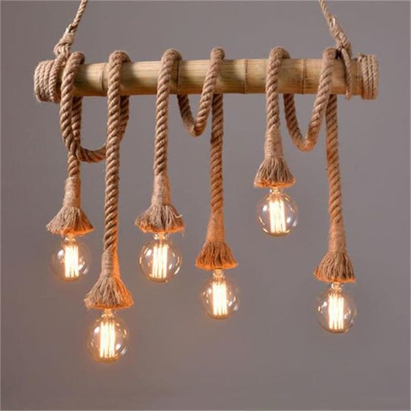 

конопля пробка bamboo rope люстра винтажного стиль подвесные светильники для кухни кофе бар ресторан коридор висячих ламп