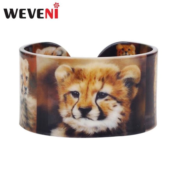 

weveni plastic sweet small leopard panther bangles bracelets fashion wild animal jewelry for women girls ladies teens wholesale, Black
