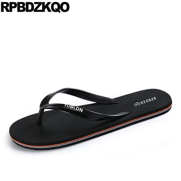

large size rubber plus flip flop shoes fashion slides 45 mens sandals 2019 summer outdoor flat red slippers black waterproof