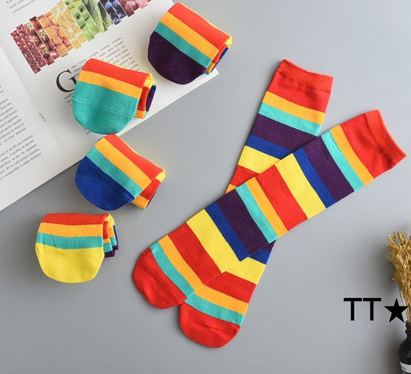 

fashion lady over knee long stripe rainbow printed stockings thigh high striped patterned socks sweet cute women girls socking, Pink;yellow