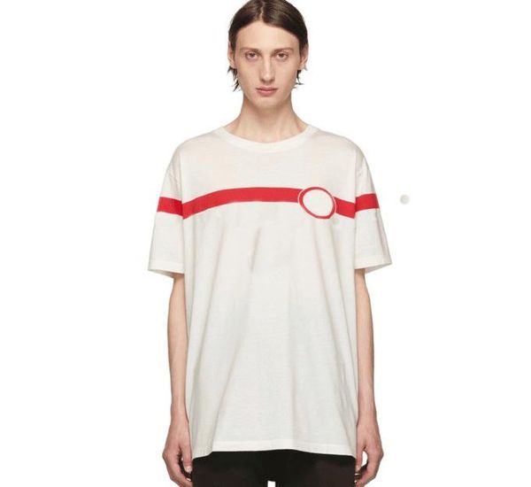 

19ss luxury european stripe printing tee retro street oversize casual cotton t-shirt men women couples designer shirt hfyytx023, White