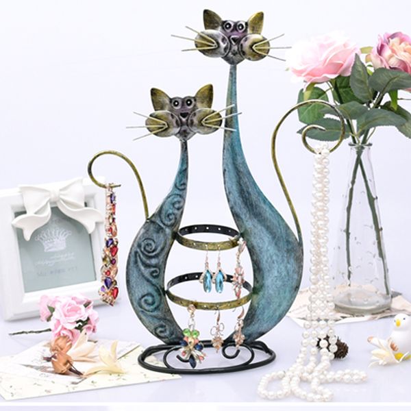 

h190016 jewelry display stand rack cat stand iron necklace earring holder bracelet fashion organizer, Pink;blue