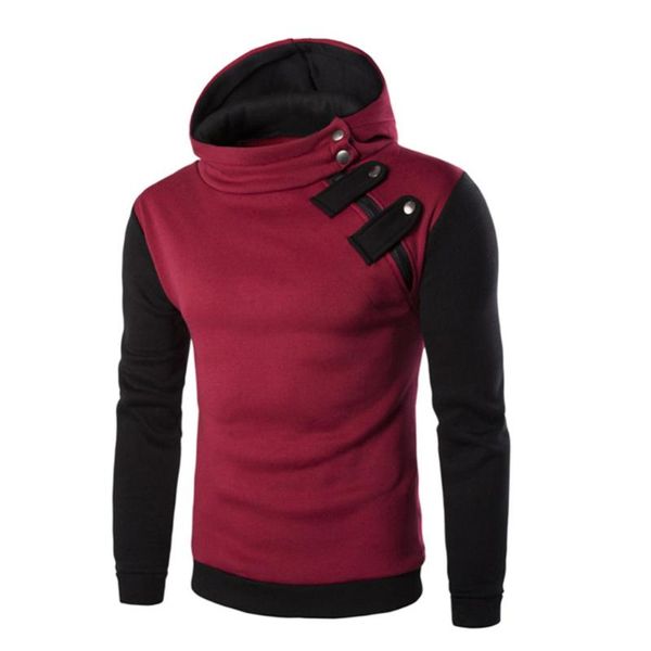 

men casual winter slim hoodie sweatshirt long sleeve cotton hooded pullover coat outwear red/black/dark gray/light gray