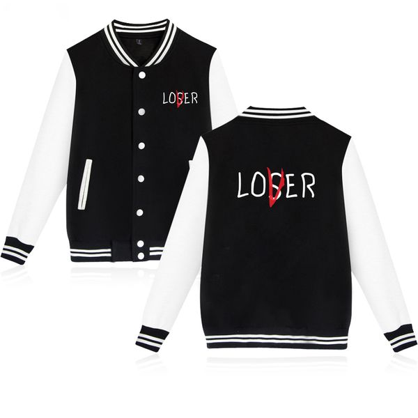 

movie losers club sweatshirt baseball jacket men/women winter uniform coats streetwear loser lover jackets hoodie, Black;brown