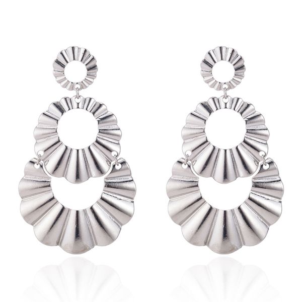 

europe and america accessories fashion and personality ear stud circle multilayer metal earrings elegant ear ring wome, Silver