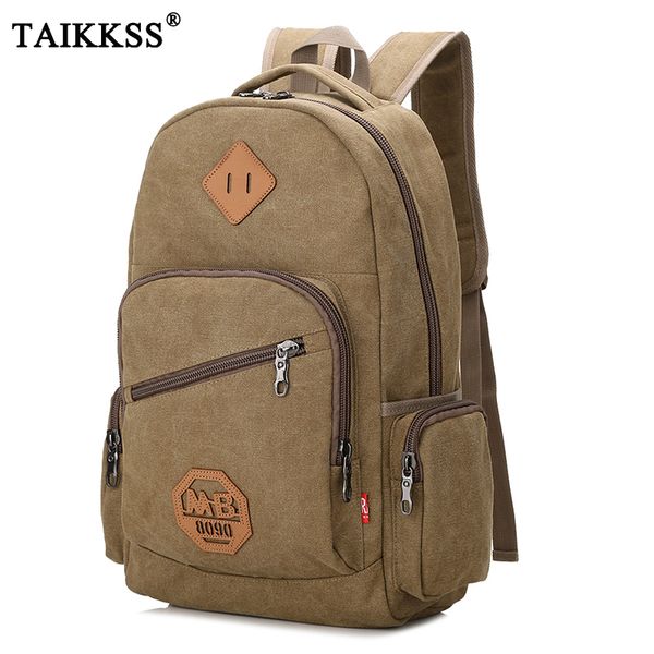 

2019 new vintage fashion man's canvas backpack travel schoolbag male backpack men large capacity rucksack shoulder school bag cj191130