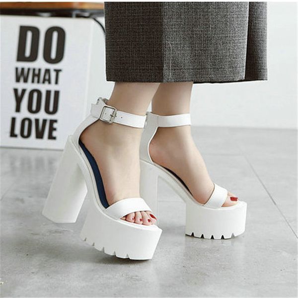 

2019 new arrival thick heels sandals platform casual russian shoes drop shipping white summer sandal shoes for women, Black