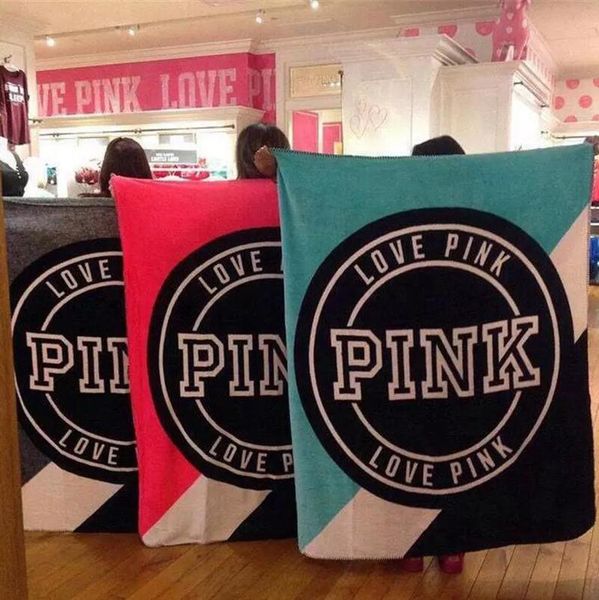 

New love pink letter blanket 130 150cm oft coral velvet beach towel blanket air conditioning rug comfortable carpet 5 color