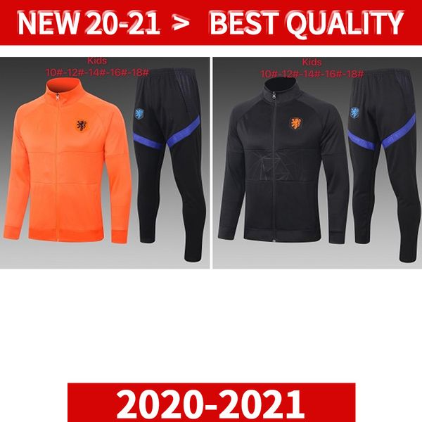 

2020 2021 netherlands football soccer training kids football kits 20 21 long sleeve tracksuit soccer jersey casual sportswear, Black