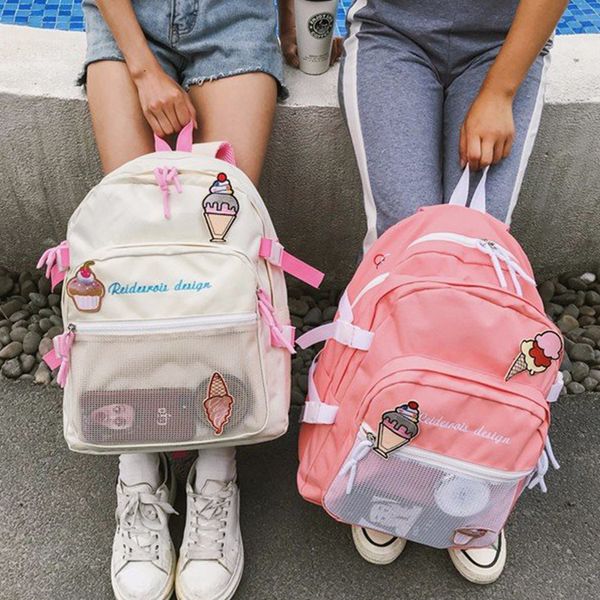 

harajuku women's backpack large capacity school bags for teenager girls cute travel backpack kawaii canvas bookbag high quality