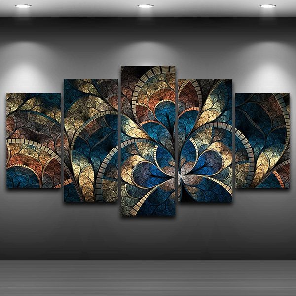 

abstract canvas painting wall art oil poster wall pictures 5 panel fantasy flowers for living room home decor no frame
