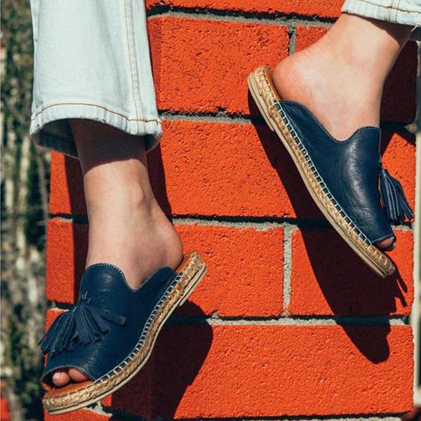 

2020 tassels women summer slippers comfort beach female casual slip on slipper sandals indoor outdoor shoes plus 43, Black