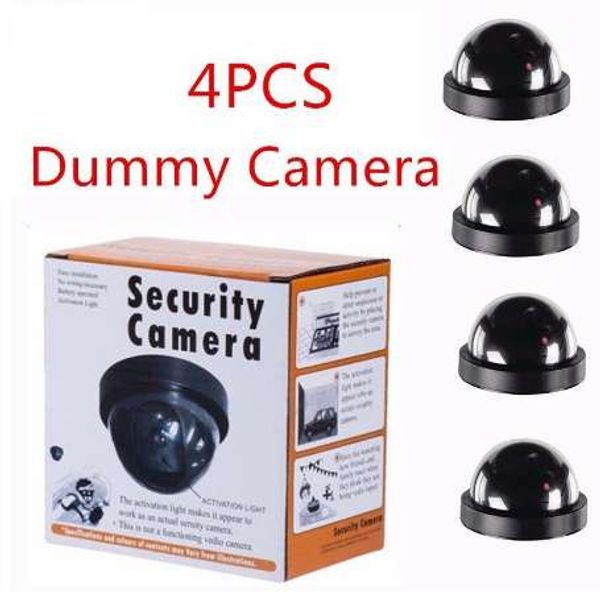 

4 fake dummy dome surveillance security camera with led sensor light