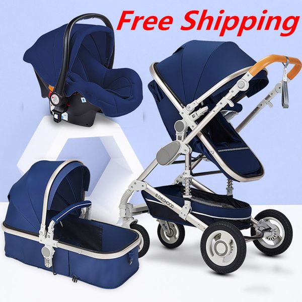 

3 in 1 multifunctional baby stroller folding carriage high landscape gold red baby stroller newborn mother assistant