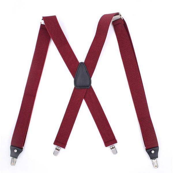 

2019 new brand fashion elastic 4 clip adjustable black strap 10 colors spot x-type suspenders, Black;white