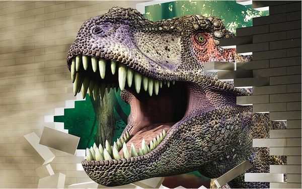 

3d room wallpaper custom p brick wall jurassic dinosaur tv background home decor living room 3d wall murals wallpaper for walls 3 d