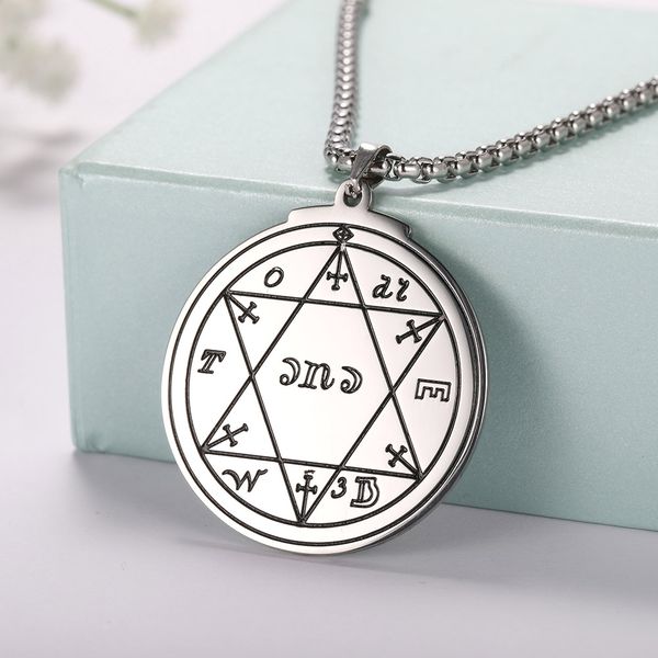 

skyrim jewish star of david necklace pentacle of jupiter seal solomon talisman hexagram stainless steel gold chain necklaces, Silver