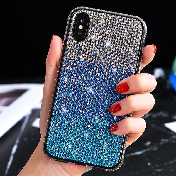 

роскошные gradient rhinestone чехол для iphone 11 pro max bling блеск алмазный телефон обложка для iphone хз хт 8 7 плюс