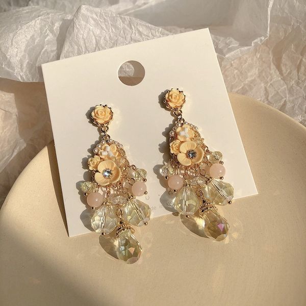 

mengjiqiao new vintage flower palace style party jewelry drop pendientes mujer moda statement pearl crystal drop earrings gifts, Silver