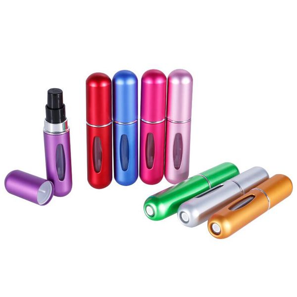 

13color 5ml refillable mini perfume pray bottle aluminum pray atomizer portable travel co metic container perfume bottle 80x17mm