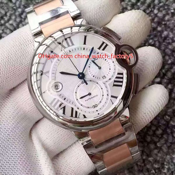 

7 style selling ax maker 44mm x 7mm ballon 18k gold chronograph asia 7750 cal.8101mc movement automatic mens watch watches, Slivery;brown
