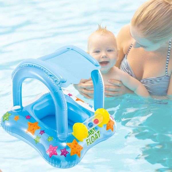 

inflatablebaby swimming pool with canopy inflatable swim float boat with sunshade swim ring inflatable toy for toddlers infants