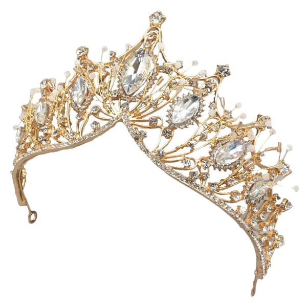 

bride wedding rhinestone crowns and tiaras gold bridal crystal crown princess headpieces for women and girls, Golden;white