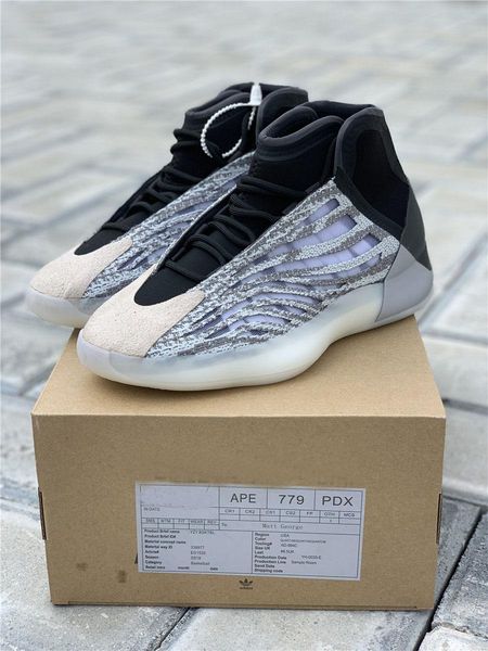 

new quantum basketball shoes eg1535 black zebra kanye west 3m sneakers sports reflective sport chaussures mens trainers quality