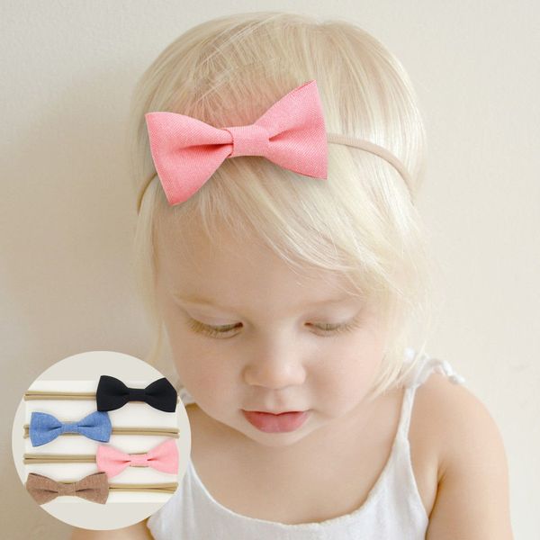 

4pcs pack solid bow tie headwear accessories for girls, Red;brown