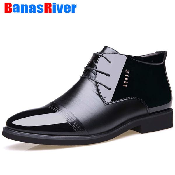 

flats designer men boots microfiber men winter shoes wool inside warm fur plush snow black leather ankle footwear