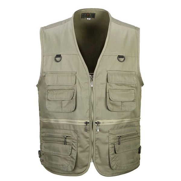 Gilet multitasche in cotone da uomo Estate Nuovo giubbotto senza maniche sottile casual da uomo con molte tasche Fotografo da uomo