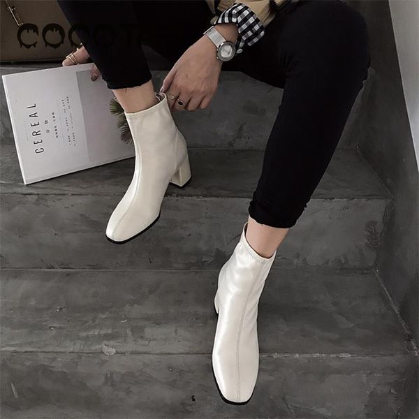 

star and comfortable women's high-heeled student qiu dong joker white boots boots of england in the thick coat to keep warm 39, Black