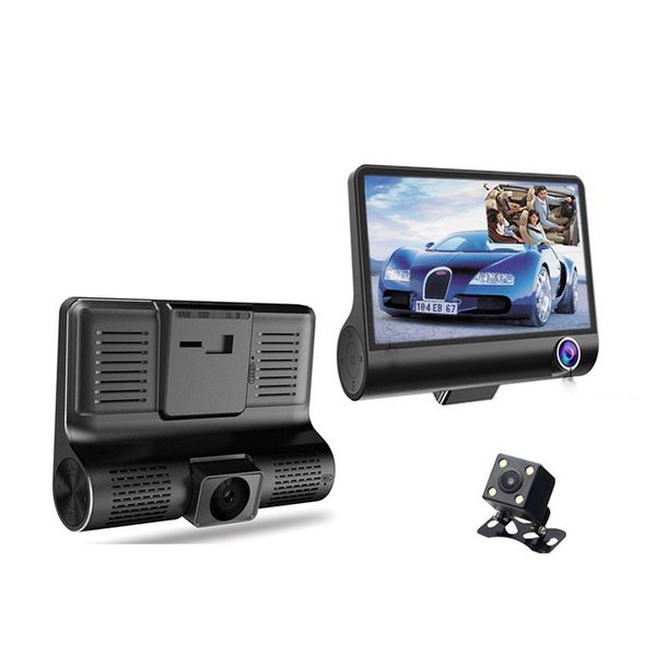 

car dvr 3 cameras lens 3.75 inch dash cam dual lens with rear view camera video recorder g-sensor auto registrator fhd 1080p dvr