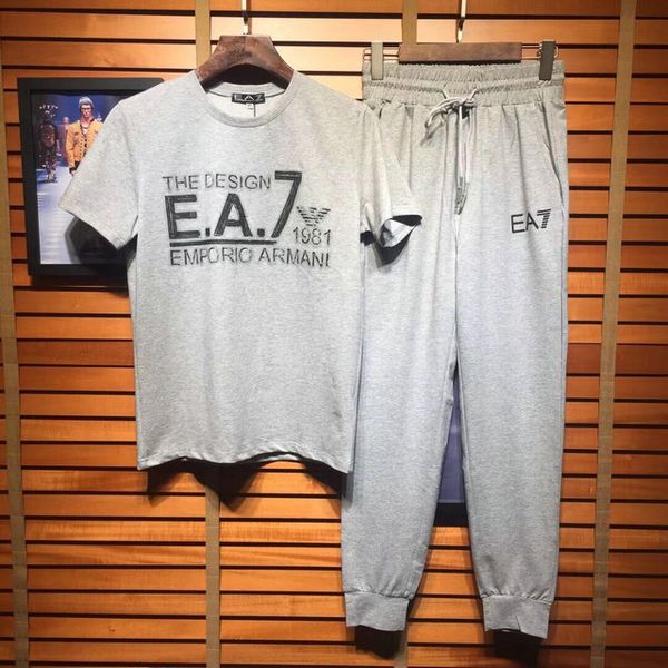 

2020 mens tracksuit fashion men clothing sets short sleeve printing tracksuits 2 pcs mens casual summer mens tracksuits track suit, Gray