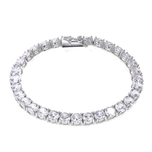 

6mm925 pure silver hip-hop single row tennis zirconium chain shi man bracelet tennisbracelet, Golden;silver