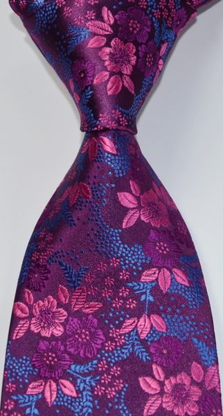 

9cm men's floral tie 100% silk paisley necktie purple pink jacquard party wedding woven fashion design 1123, Blue;purple