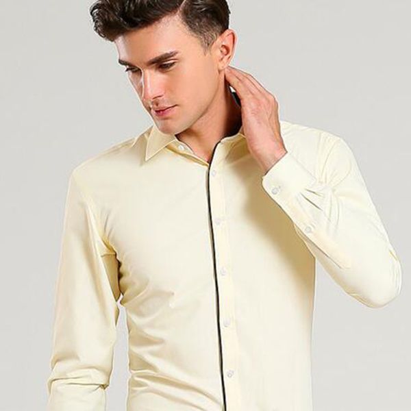 

business men long sleeve mixed color candy color shirts camisa,turn-down collar breathable comfortable dress formal shirts, White;black