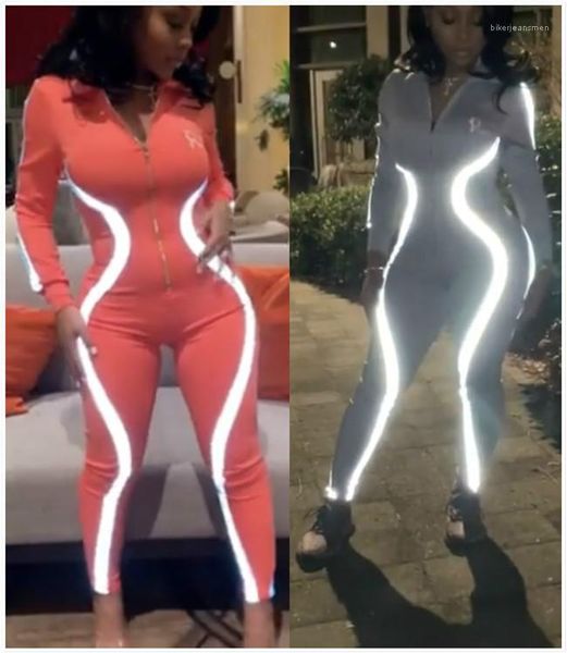 

summer sliver deep v neck rompers one piece suits long sleeve joint zipper clothing women jumpsuits reflective, Black;white