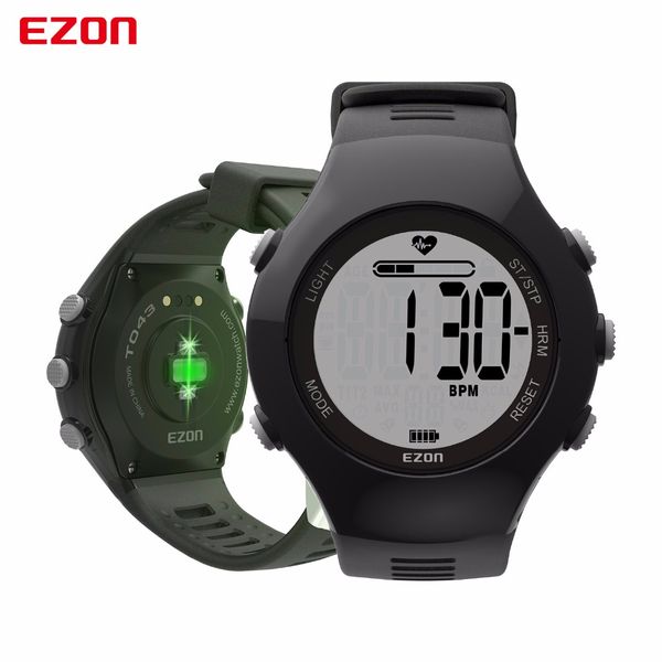 

relogio masculino ezon brand sport watch men luxury digital optical sensor heart rate monitor pedometer calorie counter clock, Slivery;brown