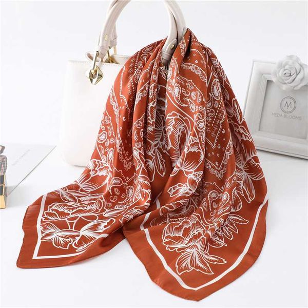 

70*70cm square silk neck scarf women fashion print shawls and wraps foulard hair scarves headband female bandana kerchief, Blue;gray