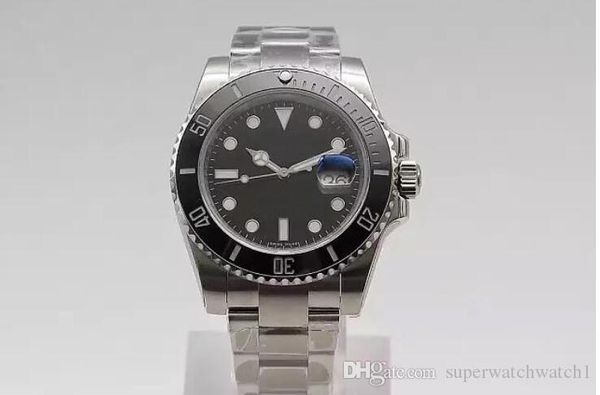 

Nfactory v8 ver ion men automatic 2836 watch men black ceramic calendar apphire port dive wi 316 teel watche