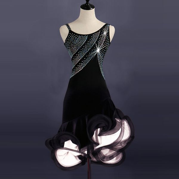 

2019 latin dance dress for women kids girl tango samba rumba latin dance competition dresses costumes for girl women, Black;red