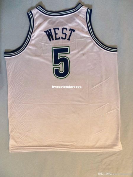 

doug west #5 sewn t- jersey rare mens vest size xs-6xl stitched basketball jerseys ncaa, Black;blue