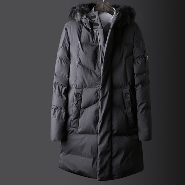 

men's down & parkas winter jacket parker solid thick and coat, Black